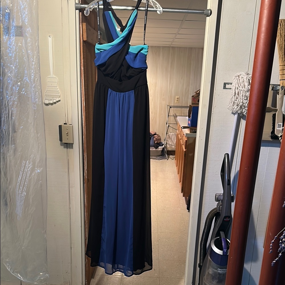 Elegant Blue and Black Women's Dress